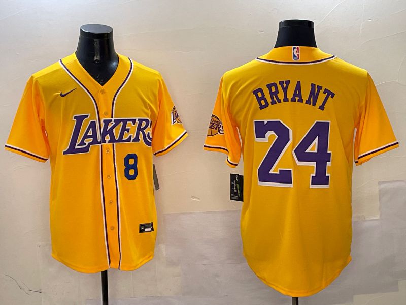 Men Los Angeles Lakers #24 Bryant Yellow Joint Name Nike 2025 NBA Jersey style 10